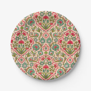 Assiettes En Carton Vintage rouge et vert arabe modèle floral