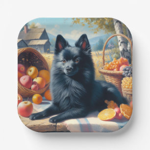 Assiettes En Carton Vintage Schipperke Peinture de chiot