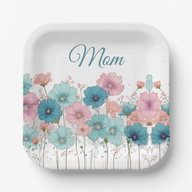 Assiettes En Carton Vintage Spring Flowers for Mom (Recto)