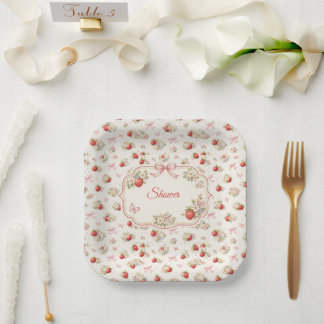 Assiettes En Carton Vintage Strawberry Floral Seamless cottagecore