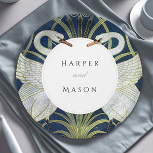 Assiettes En Carton Vintage Swan Love Mariage