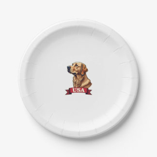 Assiettes En Carton Vintage USA Golden Retriever Engraving Shirt