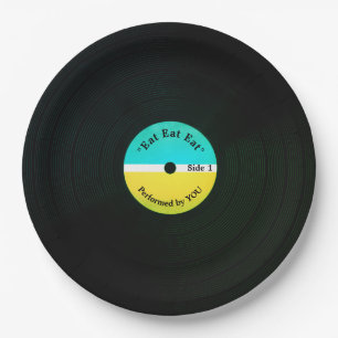 Assiettes En Carton Vinyle musical drôle de regard mangeant la