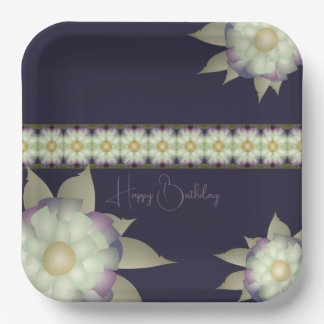 Assiettes En Carton Violet Avec Mauve Et Turquoise