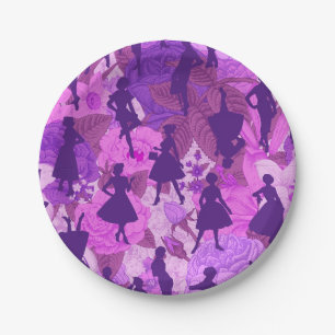 Assiettes En Carton violet du milieu du siècle 1950 vintage silhouette
