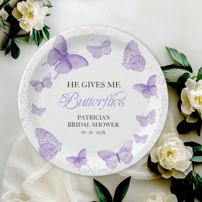 Assiettes En Carton Violet me donne des papillons dans le ventre (Créateur téléchargé)
