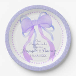 Assiettes En Carton Violet Ruban bébé fille douche