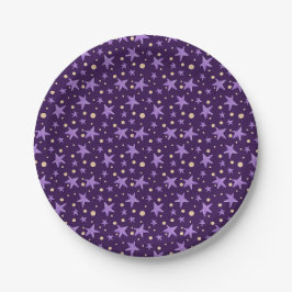Assiettes En Carton Violet Stars Violet Starry Soirée