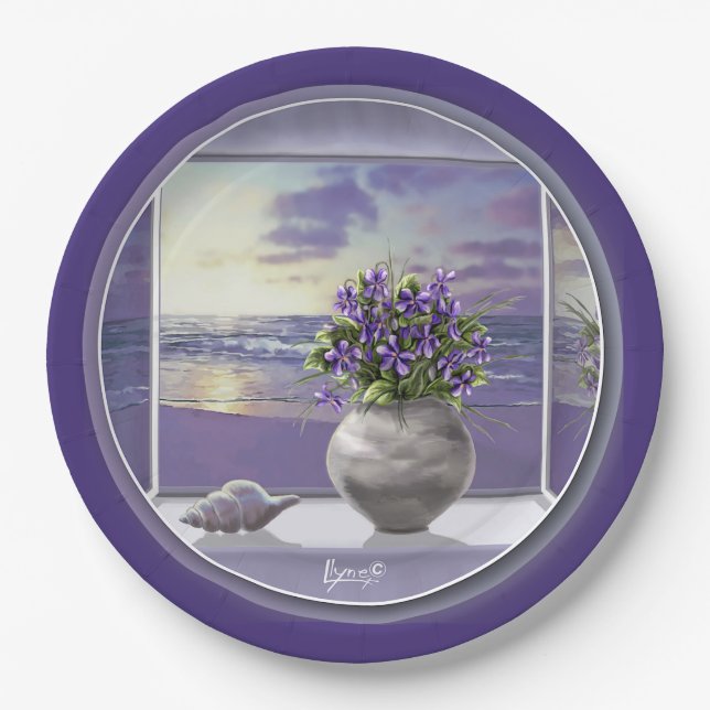 Assiettes En Carton violettes dans un bocal de lune (Devant)