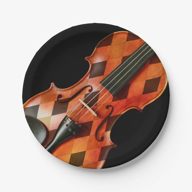 Assiettes En Carton Violon arlequin (Devant)