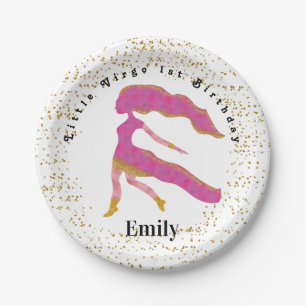Assiettes En Carton Virgo 1er Anniversaire & Gold Confetti