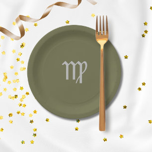 Assiettes En Carton Virgo Zodiac - Olive