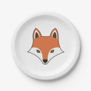 Assiettes En Carton Visage de dessin de style scandinave Fox