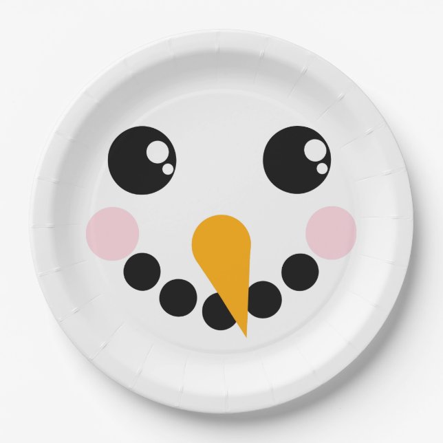 Assiettes En Carton Visage de neige (Devant)