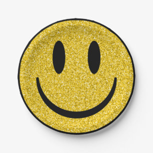 Assiettes En Carton Visage de sourire parties scintillant