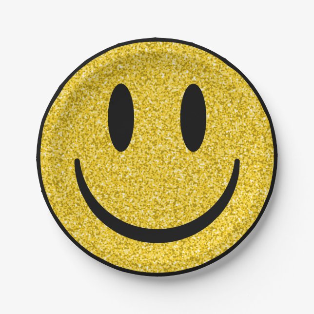 Assiettes En Carton Visage de sourire parties scintillant (Devant)