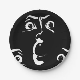 Assiettes En Carton visage d'horreur noir et blanc