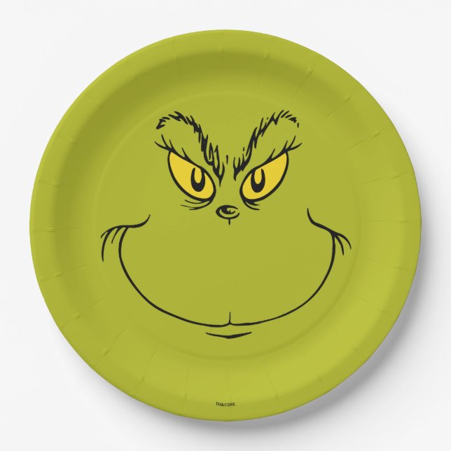 Assiettes En Carton Visage du Drôle de Noël de Grinch (Devant)