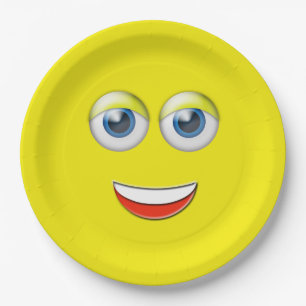 Assiettes En Carton Visage heureux Emoji