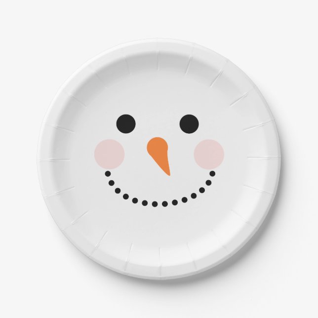 Assiettes En Carton Visage simple Festif Snowman (Devant)
