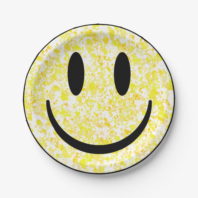 Assiettes En Carton Visage souriant éclaboussé (Devant)