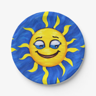 Assiettes En Carton Visage Sourire Soleil Ensoleillé
