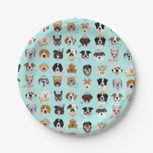 Assiettes En Carton Visages de chiens d'hiver