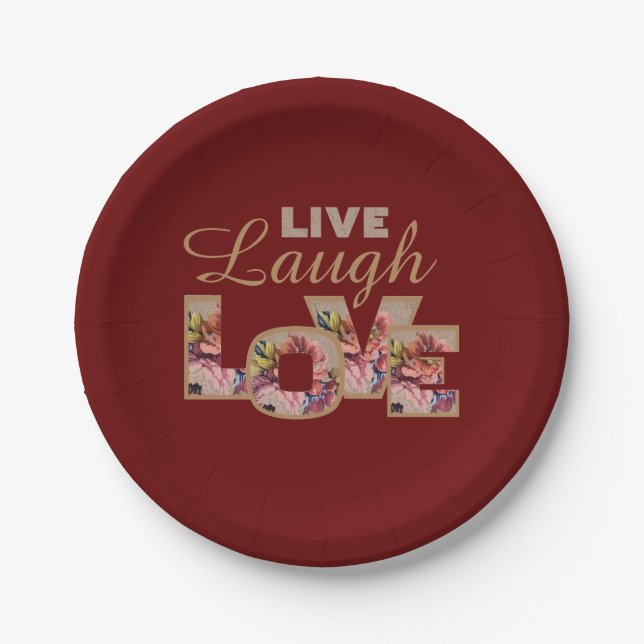 Assiettes En Carton Vivant, rire, amour (Devant)