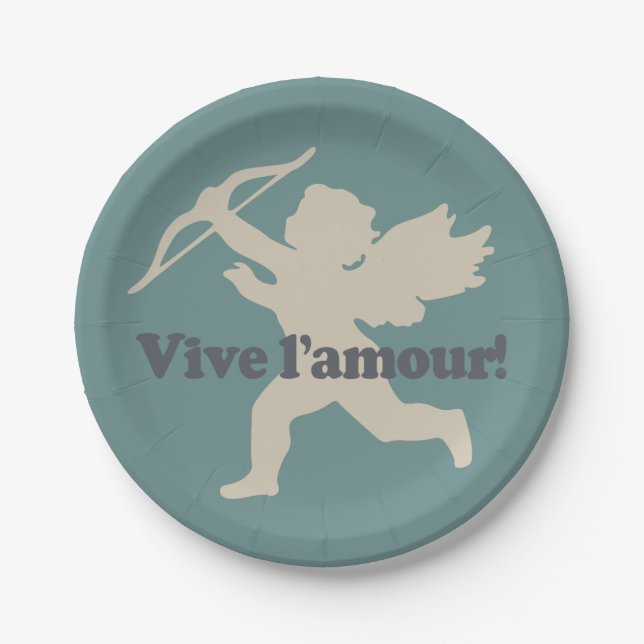 Assiettes En Carton Vive L'amour Plaques de papier cupide (Devant)