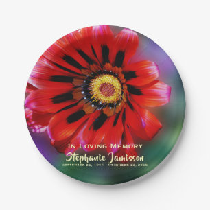 Assiettes En Carton Vivid Red Flower Celebration of Life Paper