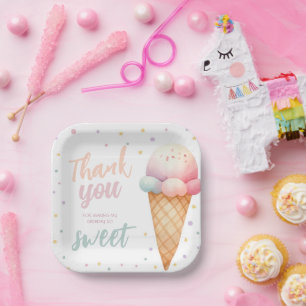 Assiettes En Carton Voici la fête d'anniversaire de la crème glacée Sc