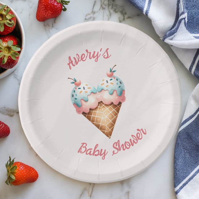 Assiettes En Carton Voici le Baby shower de crème glacée Scoop (Créateur téléchargé)