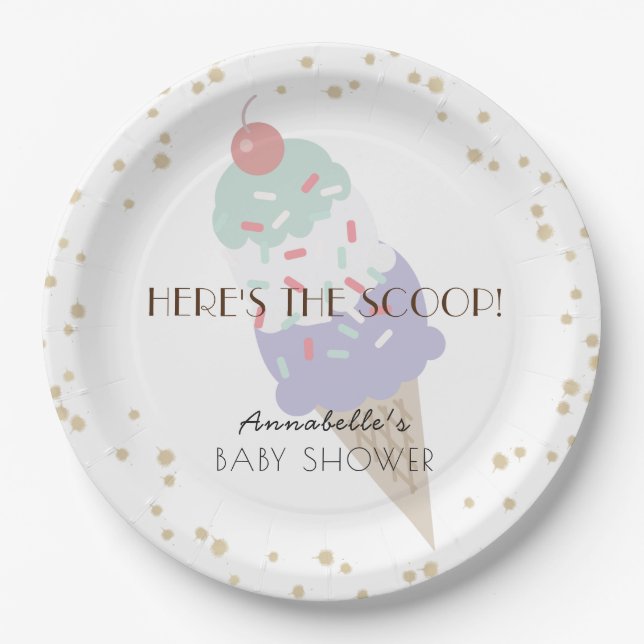 Assiettes En Carton Voici le Baby shower de crème glacée Scoop Purple (Devant)