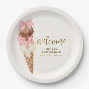 Assiettes En Carton Voici le Baby shower de glace Scoop Bow Ice Cream