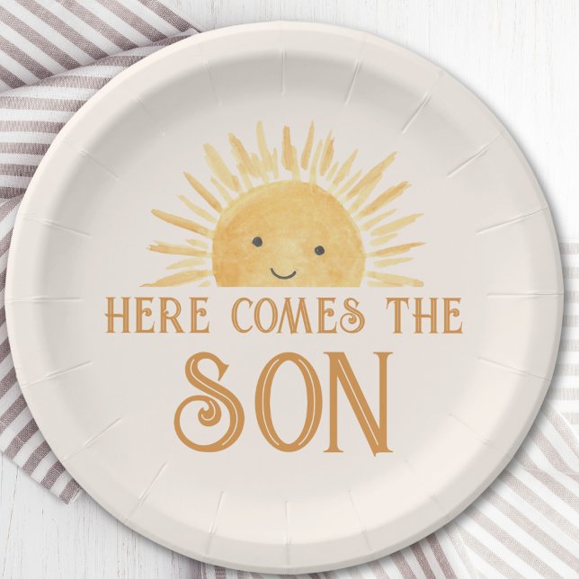 Assiettes En Carton Voici Le Baby shower Fils (Créateur téléchargé)