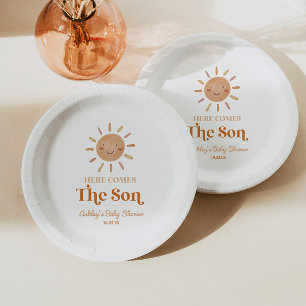 Assiettes En Carton Voici Le Baby shower Son Boho Bohemian Retro
