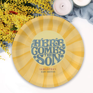 Assiettes En Carton Voici le Baby shower Son Retro