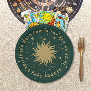 Assiettes En Carton Voici Le Fils   Baby shower céleste