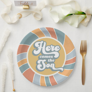 Assiettes En Carton Voici Le Son Super Retro Baby shower Soleil