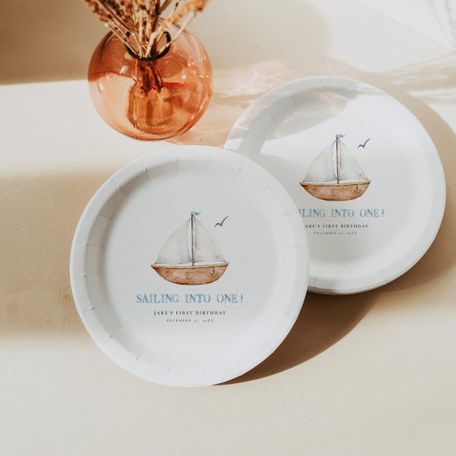 Assiettes En Carton Voile Dans Un Anniversaire Nautique (Créateur téléchargé)