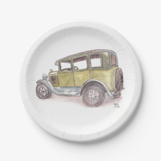 Assiettes En Carton Voiture classique (Devant)