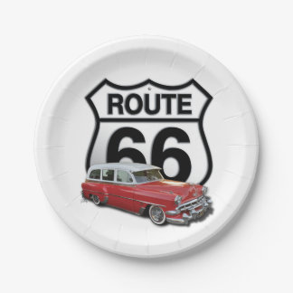 Assiettes En Carton Voiture Classique Route 66