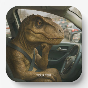 Assiettes En Carton Voiture de conduite Imaginaire Dinosaur