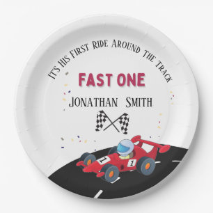 Assiettes En Carton Voiture de course d'anniversaire