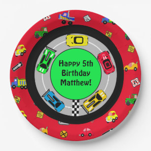 Assiettes En Carton Voiture de course et piste Thématique fête d'anniv