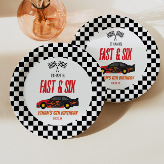 Assiettes En Carton Voiture de course Flamme Rouge Fast & Six Fête d'a