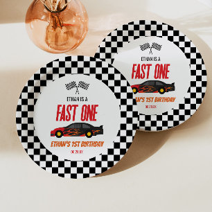 Assiettes En Carton Voiture de course Flamme Rouge Rapide pour Anniver