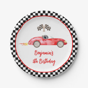 Assiettes En Carton Voiture Rouge moderne Anniversaire