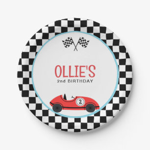 Assiettes En Carton Voiture vintage Red Race DEUX Anniversaire rapide