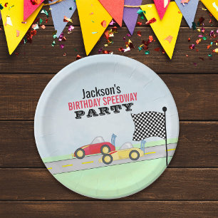 Assiettes En Carton Voitures de course Anniversaire de enfant de caric